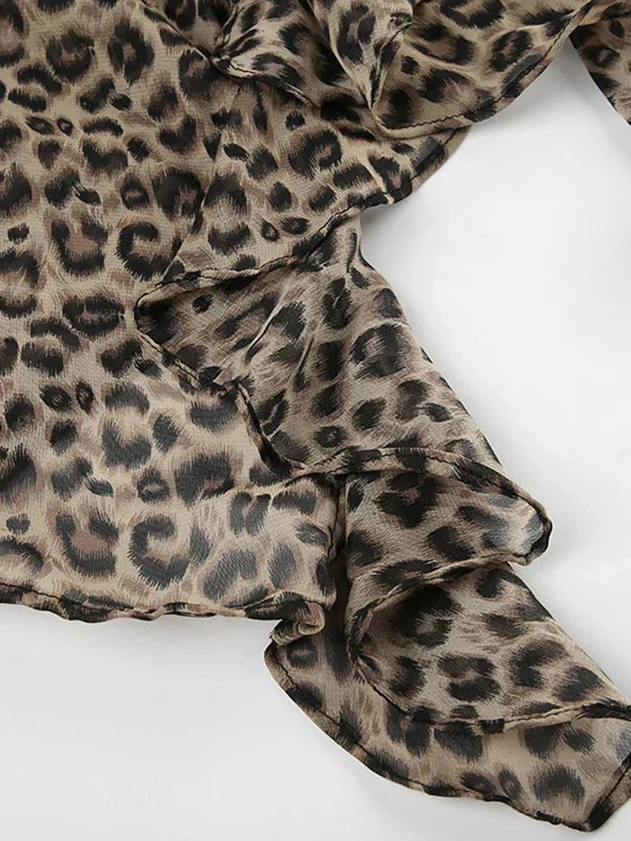 LEOPARD PRINT HALTER TOP SLIM FIT SLEEVELESS VINTAGE STYLE