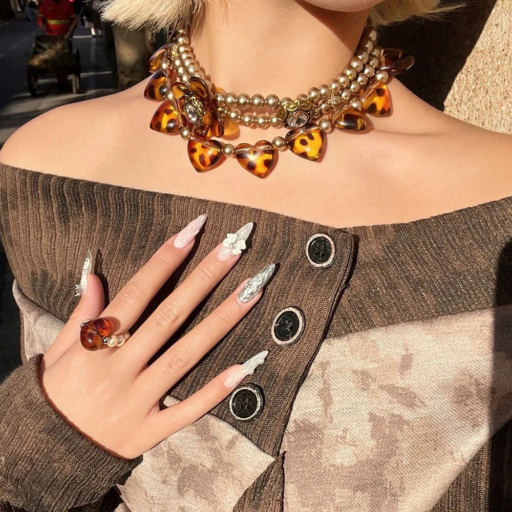 LEOPARD PRINT HEART NECKLACE ACCESSORY JEWELRY