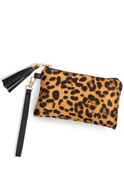 Leopard Print Pouch Bag with Wristlet