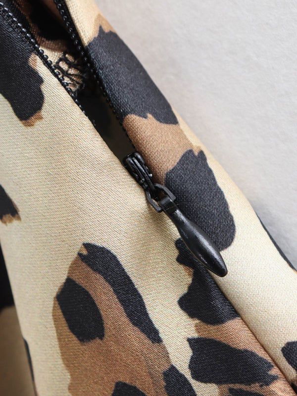 Leopard print two-tone hip skirt