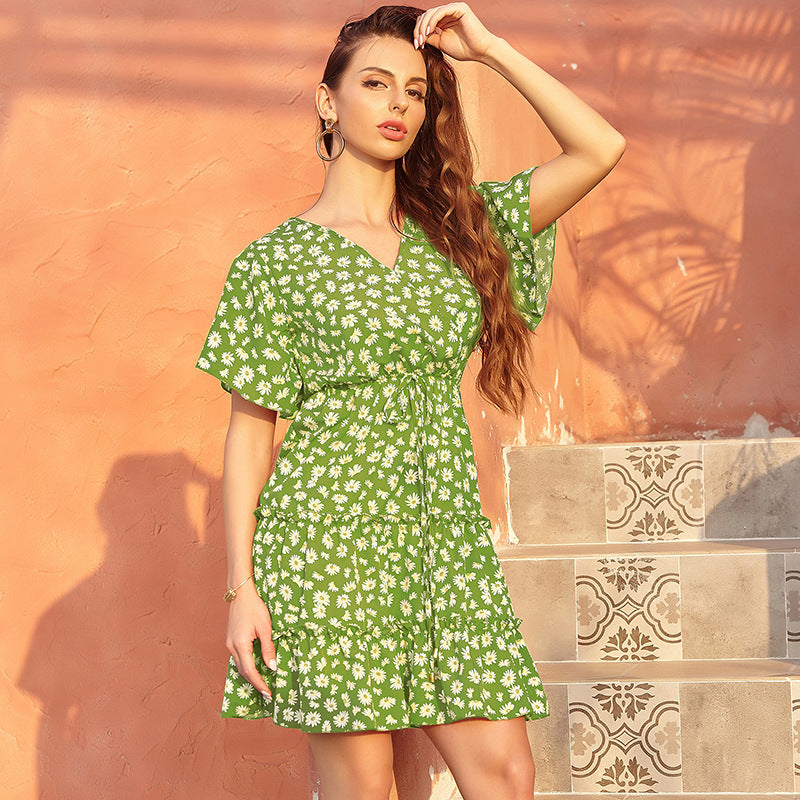 Leopard Print V-Neck Summer Dress - Pattern2 / S