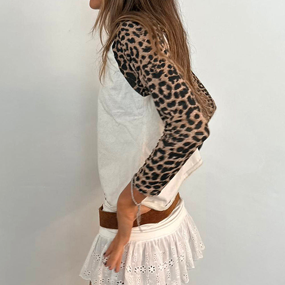 LEOPARD STAR RAGLAN TOP LEOPARD STAR GRAPHICS SHIRT