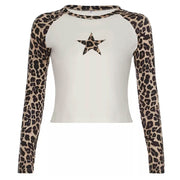 LEOPARD STAR RAGLAN TOP LEOPARD STAR GRAPHICS SHIRT