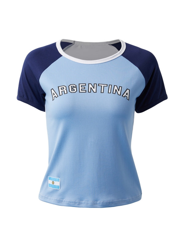 LIGHT BLUE ARGENTINA RAGLAN T-SHIRT - BLUE RAGLAN SHORT