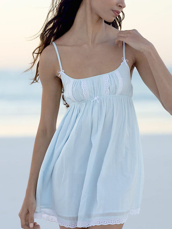 LIGHT BLUE BABYDOLL MINI DRESS - CUTE VINTAGE Y2K FASHION