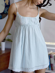 LIGHT BLUE BABYDOLL MINI DRESS - CUTE VINTAGE Y2K FASHION