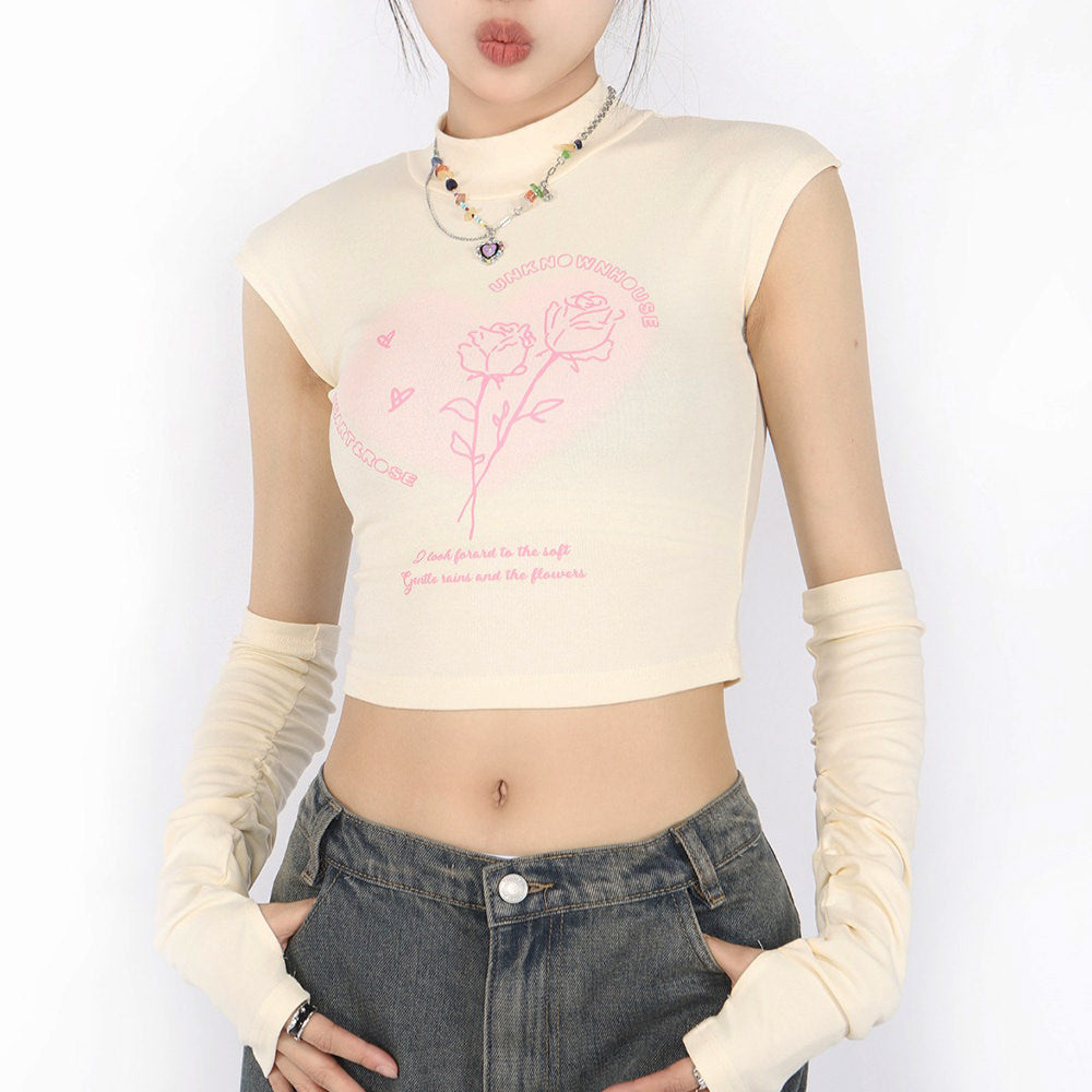 LIGHT BLUE CROP TOP WITH SLEEVES SOFT GIRL AESTHETIC
