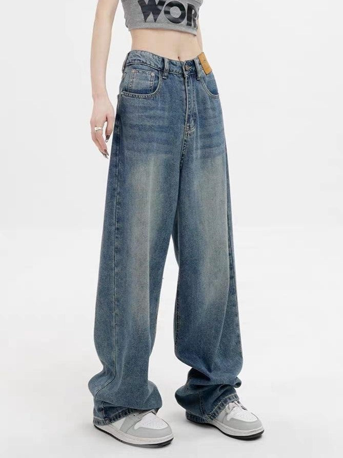 LIGHT BLUE DENIM BOYFRIEND FIT JEANS COTTON BLEND