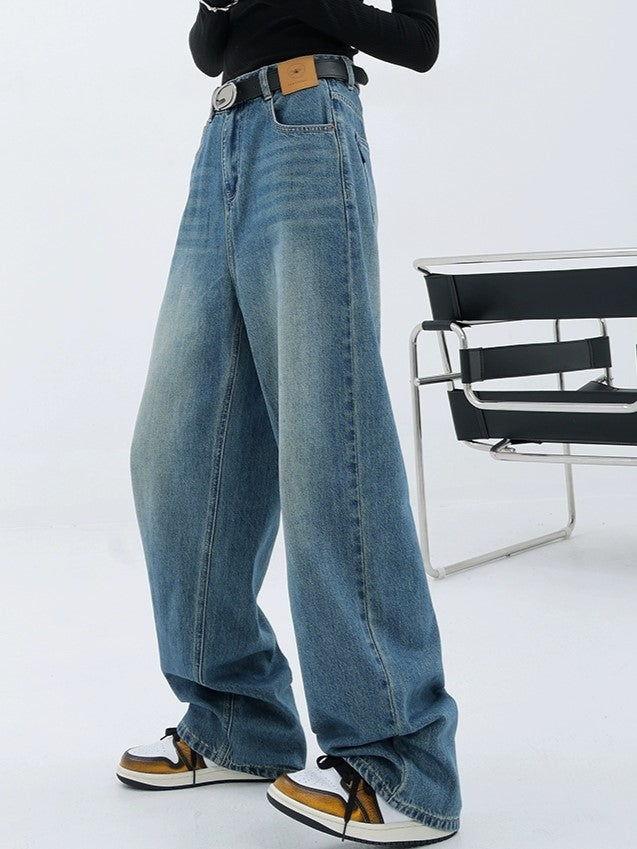 LIGHT BLUE DENIM BOYFRIEND FIT JEANS COTTON BLEND