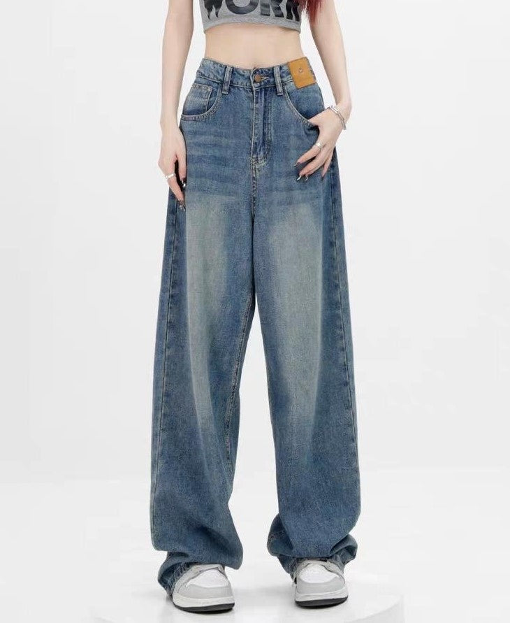 LIGHT BLUE DENIM BOYFRIEND FIT JEANS COTTON BLEND