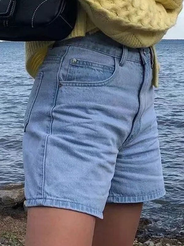 LIGHT BLUE DENIM SHORTS SLIM FIT COMFORTABLE FIT