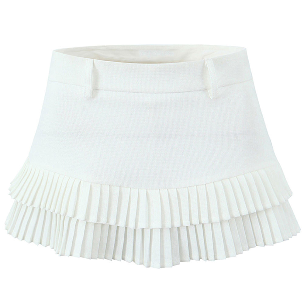 LIGHT BLUE DOUBLE PLEATED MINI SKIRT