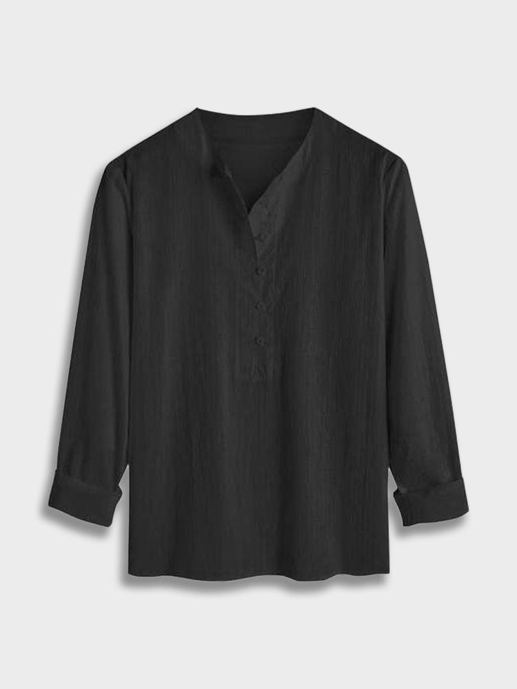LIGHT BLUE LONG-SLEEVED HENLEY SHIRT FOR EFFORTLESS STYLE