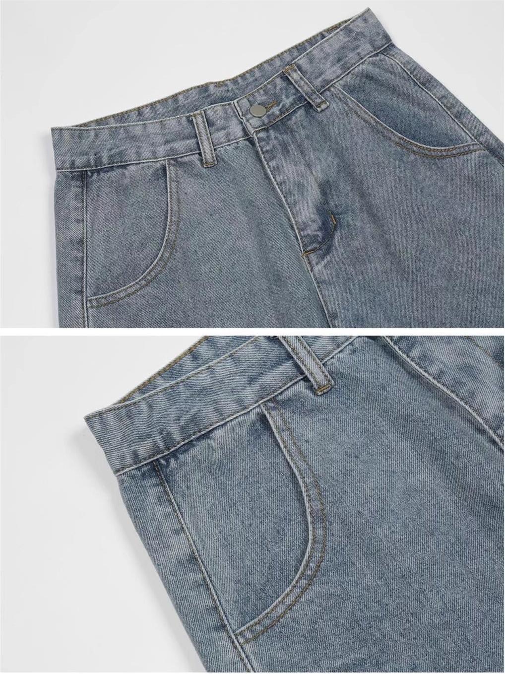 LIGHT BLUE LOOSE FIT CROSS PATCH JEANS