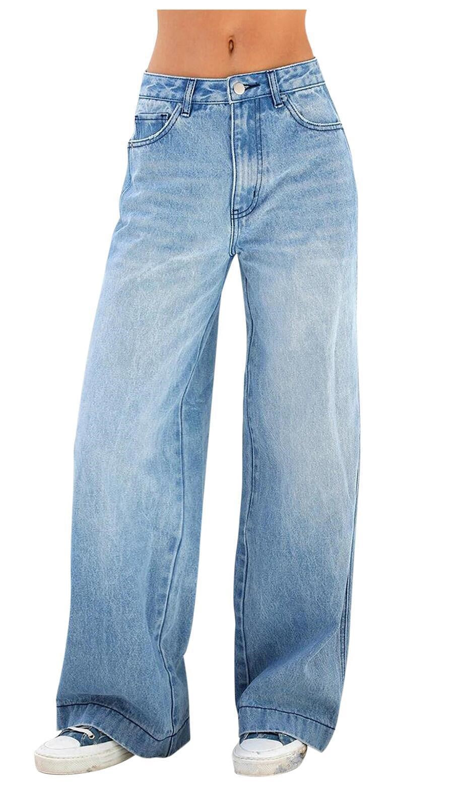 LIGHT BLUE WIDE-LEG JEANS - LOOSE FIT COTTON BLEND