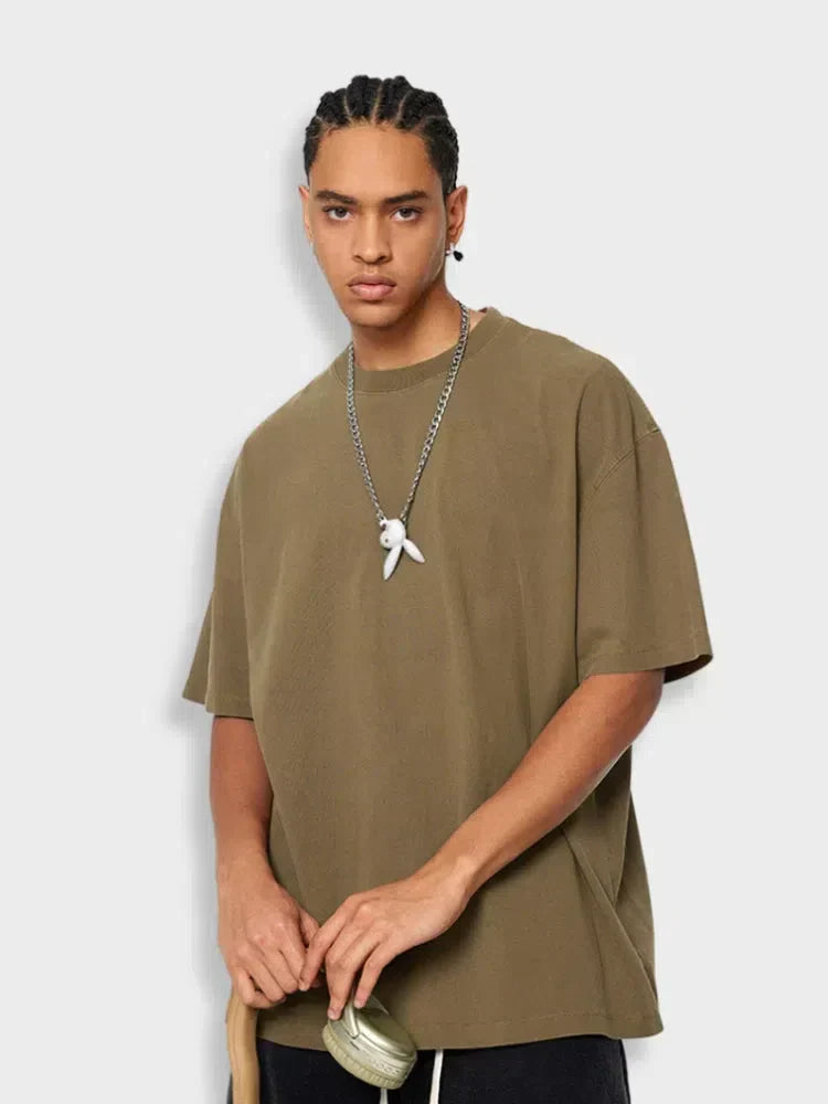 LIGHT WASHED TEE GREEN SHORT-SLEEVED T-SHIRT GSM LIGHT WASHED