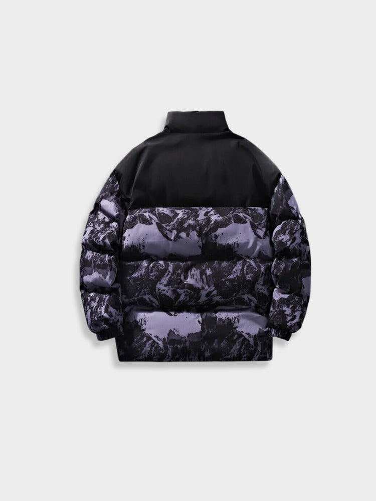 BLACK AND GREEN CLOUDS PUFFER JACKET - TRENDY PUFFER JACKET