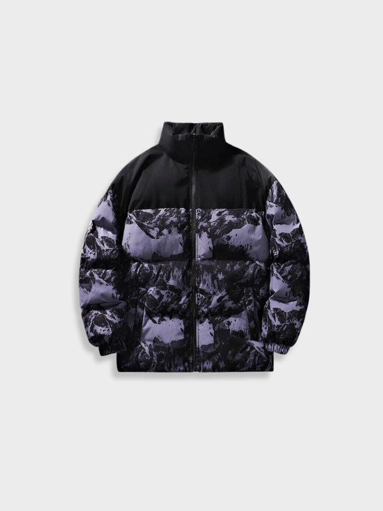 BLACK AND GREEN CLOUDS PUFFER JACKET - TRENDY PUFFER JACKET