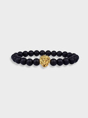 LIONHEAD BRACELET WITH GOLD LION HEAD - BOLD STATEMENT PIECE