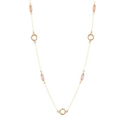 Long Delicate Orange Moonstone and Bronze Necklace