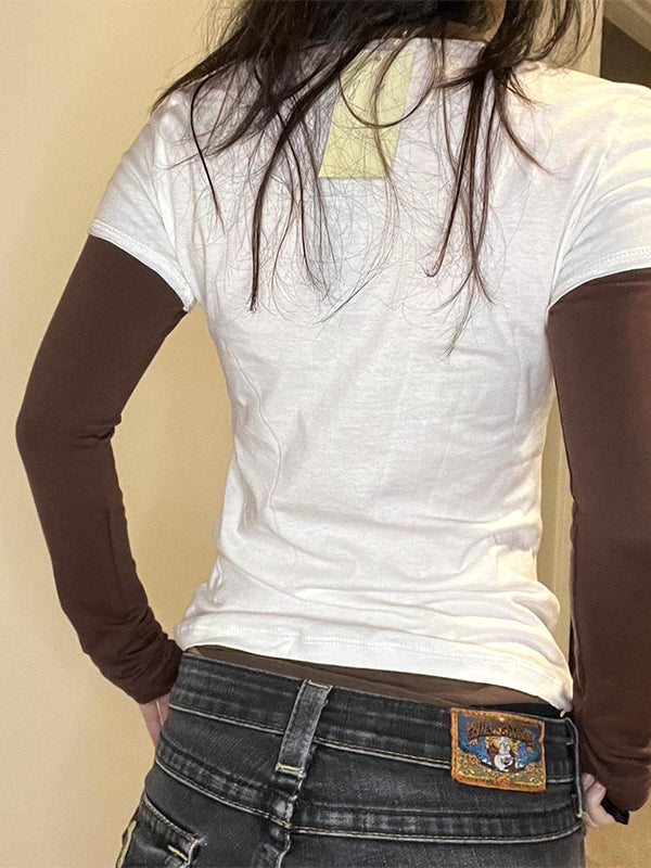 LONG SLEEVE GRAPHIC TEE WITH CONTRAST COLOR GOTHIC PRINT