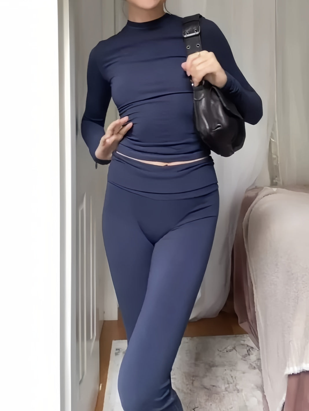 LONG SLEEVE LOUNGEWEAR SET WITH FLARED TROUSERS