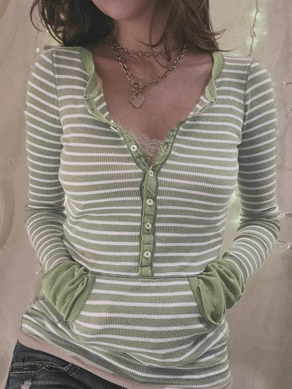 LONG-SLEEVED BUTTON-UP SHIRT - VINTAGE PREPPY LONG SLEEVE STYLE