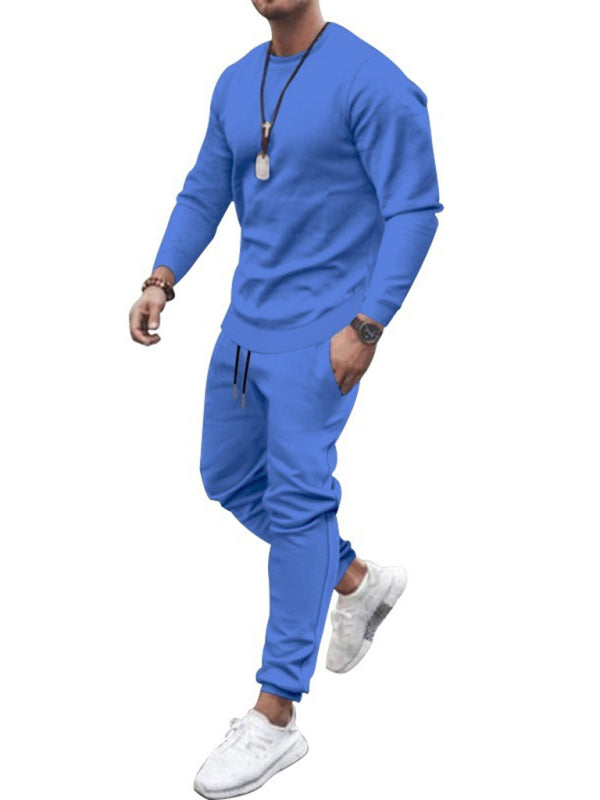 Long-sleeved casual suit men’s solid color trendy sports suit