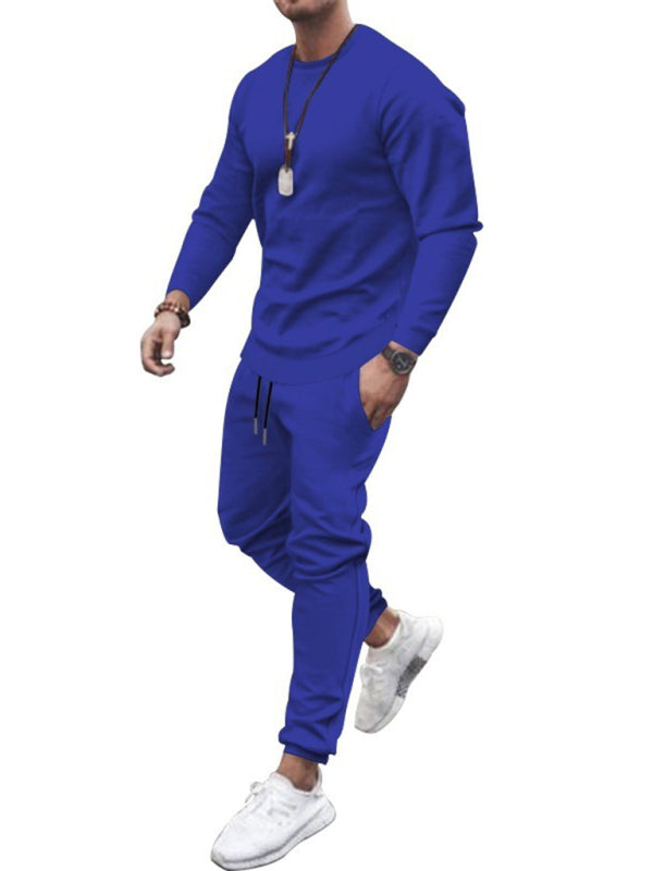 Long-sleeved casual suit men’s solid color trendy sports suit