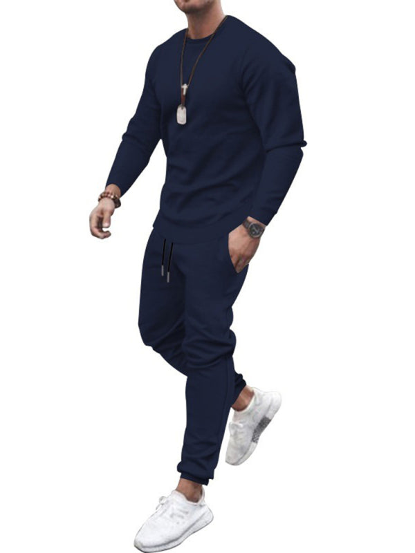 Long-sleeved casual suit men’s solid color trendy sports suit