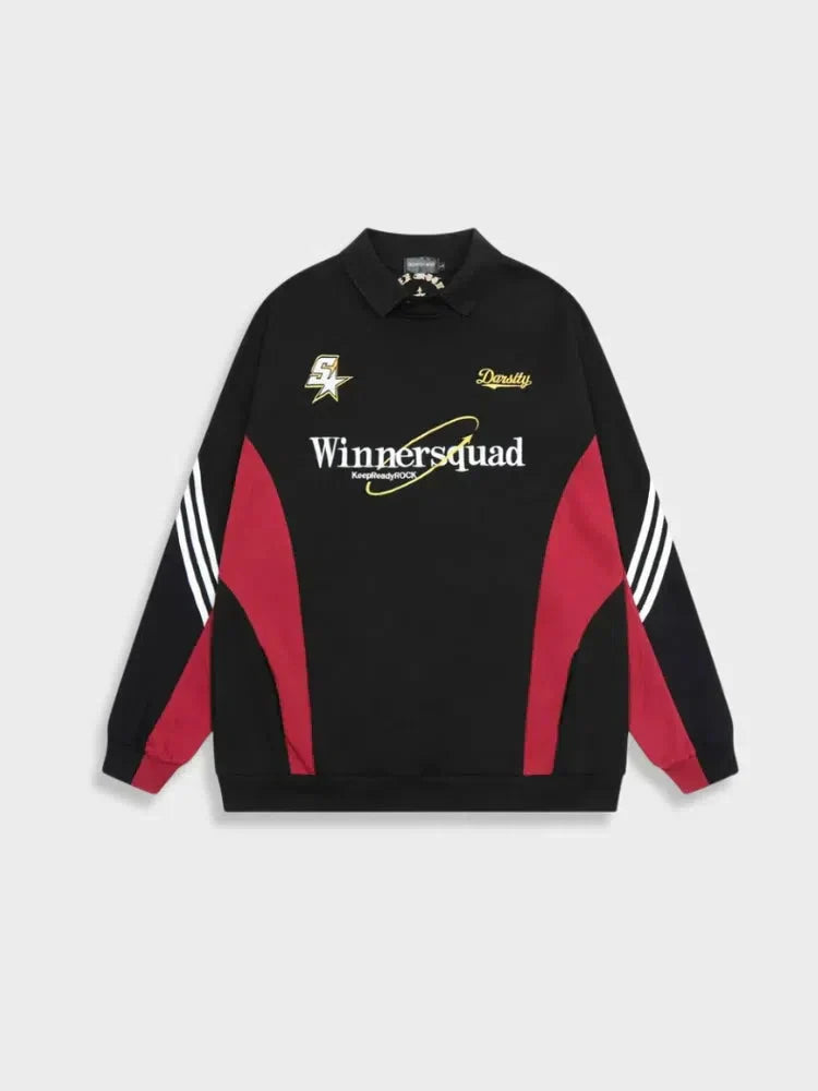 LONG-SLEEVED POLO SHIRT WITH RED ACCENTS AND WHITE STRIPES - NOTRE POLO