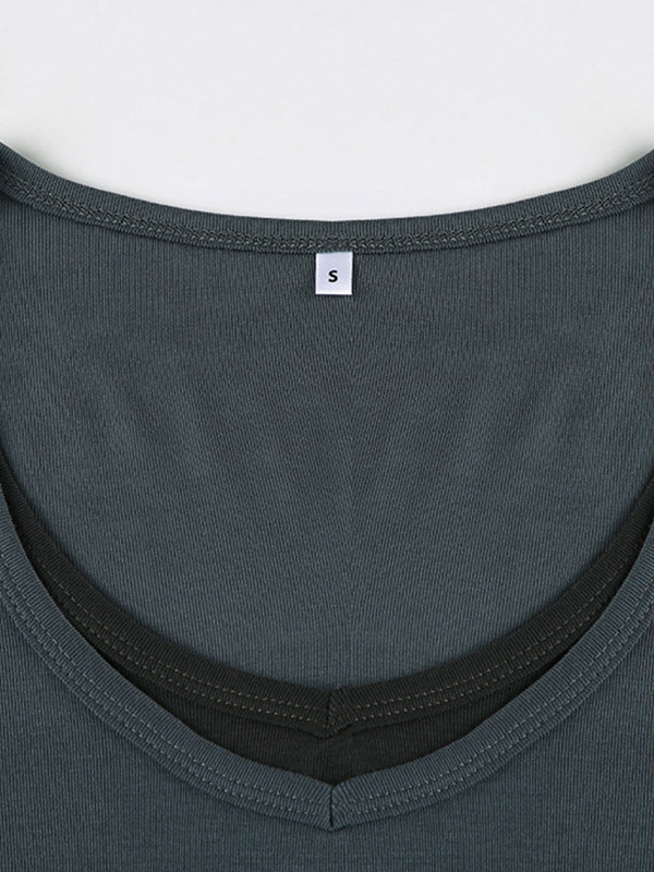LONG-SLEEVED SHIRT DARK TEAL CLASSIC GRAY SIMPLE