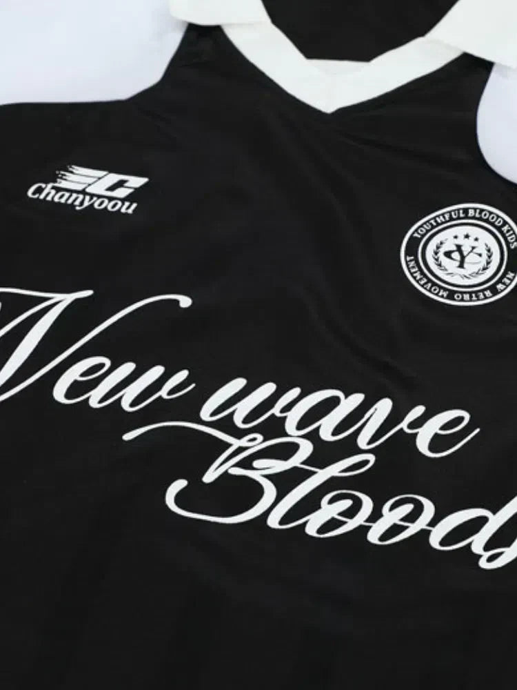 LONG-SLEEVED SHIRT WAVE FOOTBALL BLACK AND WHITE DESIGN