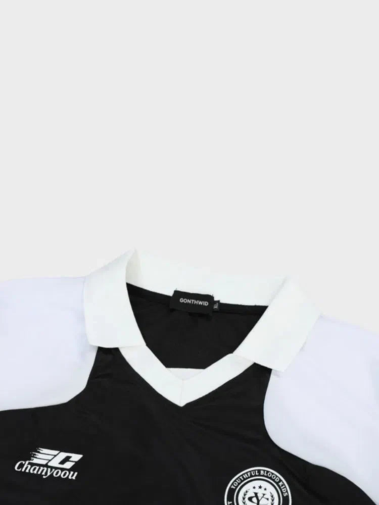 LONG-SLEEVED SHIRT WAVE FOOTBALL BLACK AND WHITE DESIGN