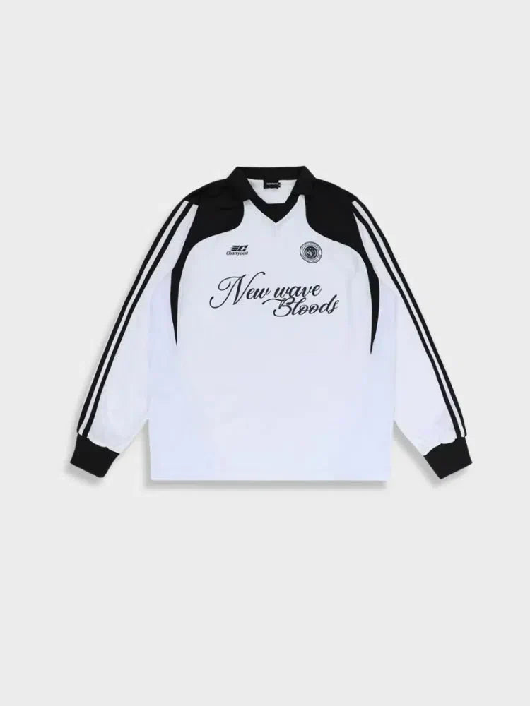 LONG-SLEEVED SHIRT WAVE FOOTBALL BLACK AND WHITE DESIGN