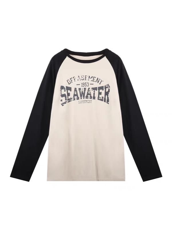 LONG-SLEEVED SHIRT WITH LETTER PRINT CASUAL VINTAGE PREPPY STYLE