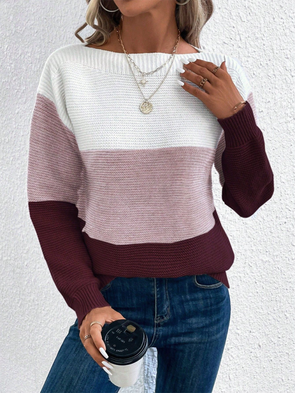 Loose crew neck sweater - Lotus root Pink / S