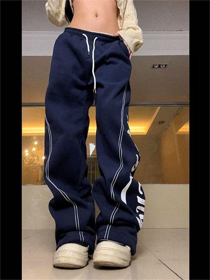 LOOSE FIT RED SWEATPANTS WITH WHITE LETTERING Y2K STYLE