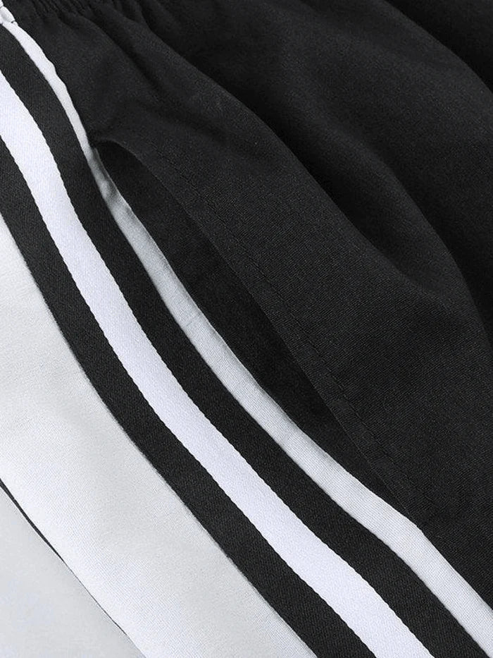 LOOSE FIT STRIPE PANTS BLACK WITH WHITE STRIPES