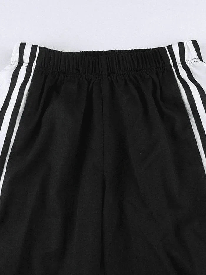 LOOSE FIT STRIPE PANTS BLACK WITH WHITE STRIPES