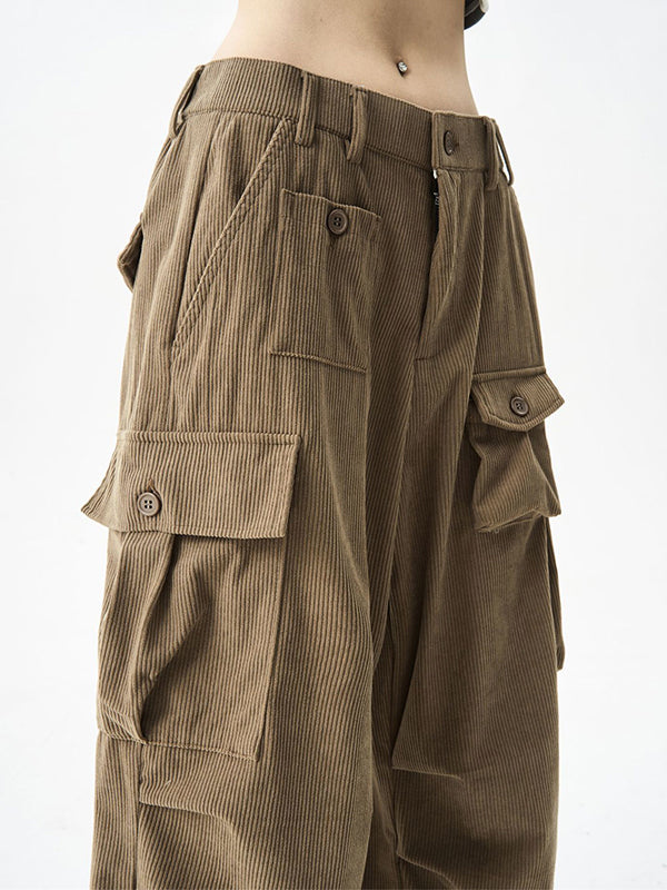 LOOSE FIT VINTAGE BROWN CORDUROY CARGO PANTS