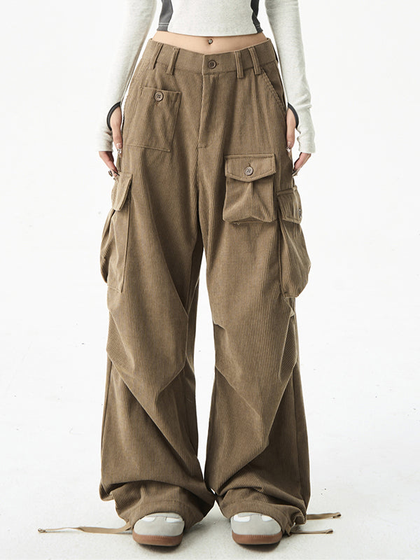 LOOSE FIT VINTAGE BROWN CORDUROY CARGO PANTS