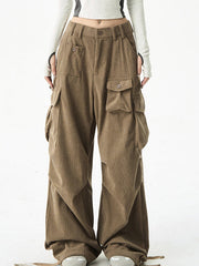 LOOSE FIT VINTAGE BROWN CORDUROY CARGO PANTS