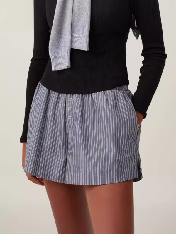 Loose outerwear elastic waist close-fitting sexy dopamine girl style casual shorts - Misty grey / S