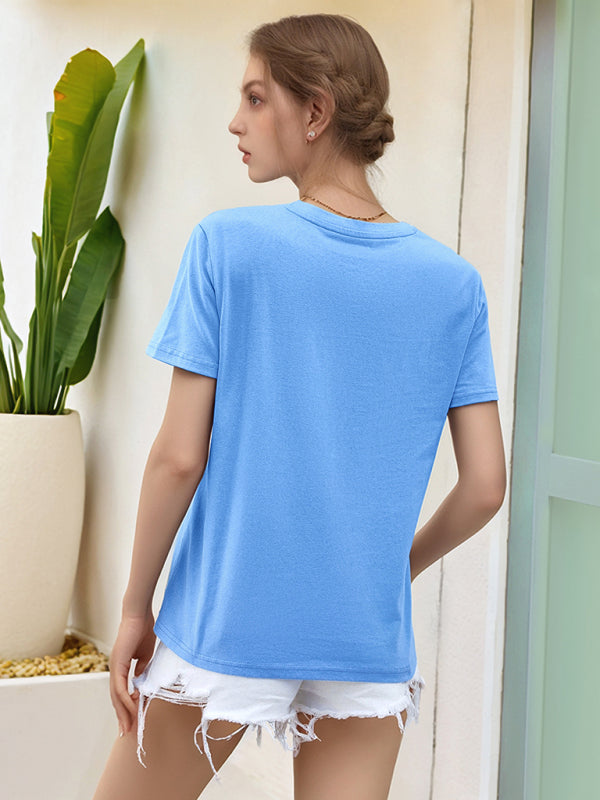 Loose round neck solid color short sleeve T-shirt