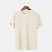 BEIGE WAFFLE-KNIT T-SHIRT FOR EVERYDAY WEAR AND VERSATILE STYLE