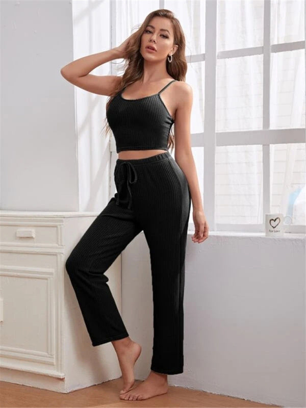 Loungewear Women’s Waffle Knit Long Three-Piece Suit
