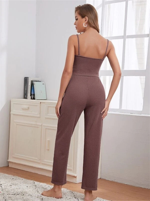 Loungewear Women’s Waffle Knit Long Three-Piece Suit