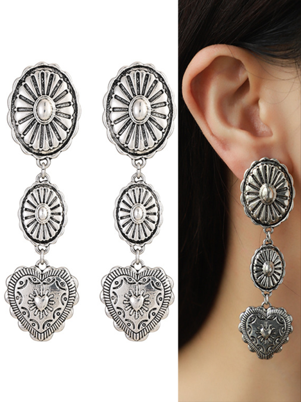 Love peach semi-precious stone vintage earrings - Pattern2 / FREESIZE