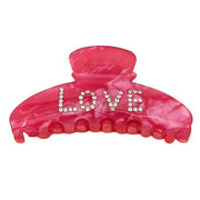 LOVE RHINESTONE HAIR CLAW CLIP PINK RHINESTONE HAIR